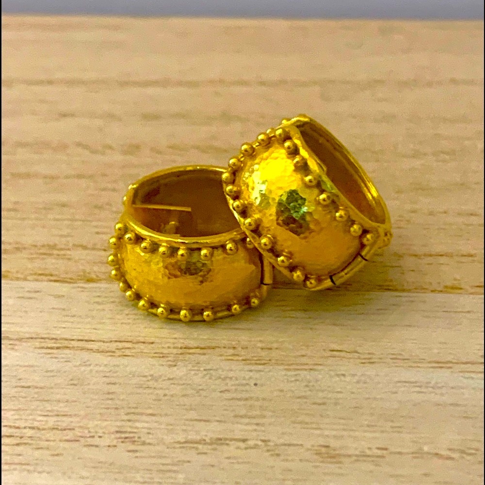 Elizabeth Locke 19K gold granulated hoops